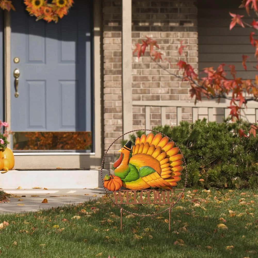 30 In. H Thanksgiving Metal "WELCOME" Turkey Yard Stake 5 30 In. H Thanksgiving Metal "WELCOME" Turkey Yard Stake - Image 5