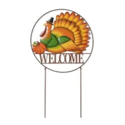 30 In. H Thanksgiving Metal "WELCOME" Turkey Yard Stake