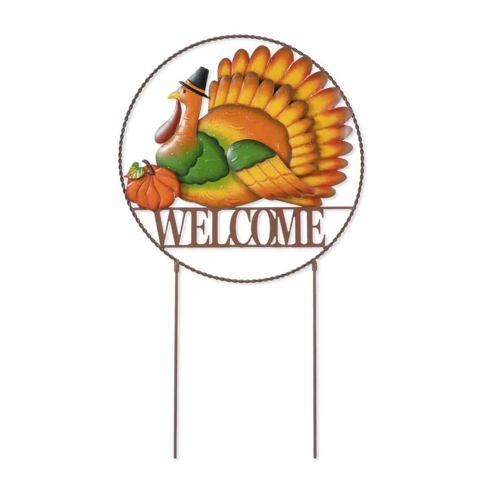 30 In. H Thanksgiving Metal "WELCOME" Turkey Yard Stake 1 30 In. H Thanksgiving Metal "WELCOME" Turkey Yard Stake