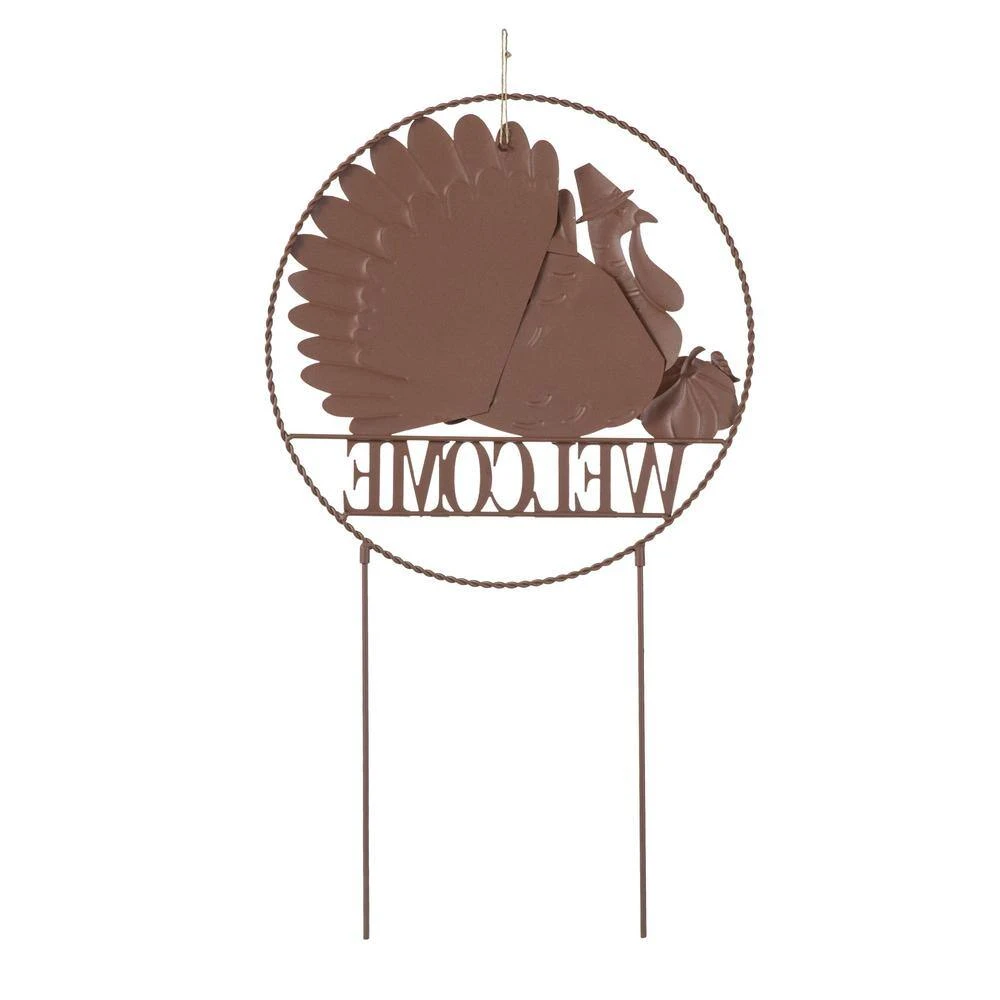 30 In. H Thanksgiving Metal "WELCOME" Turkey Yard Stake 3 30 In. H Thanksgiving Metal "WELCOME" Turkey Yard Stake - Image 3