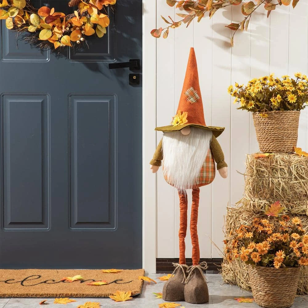 39 In. H Telescoped Fabric Fall Gnome Standing Decor 1 39 In. H Telescoped Fabric Fall Gnome Standing Decor