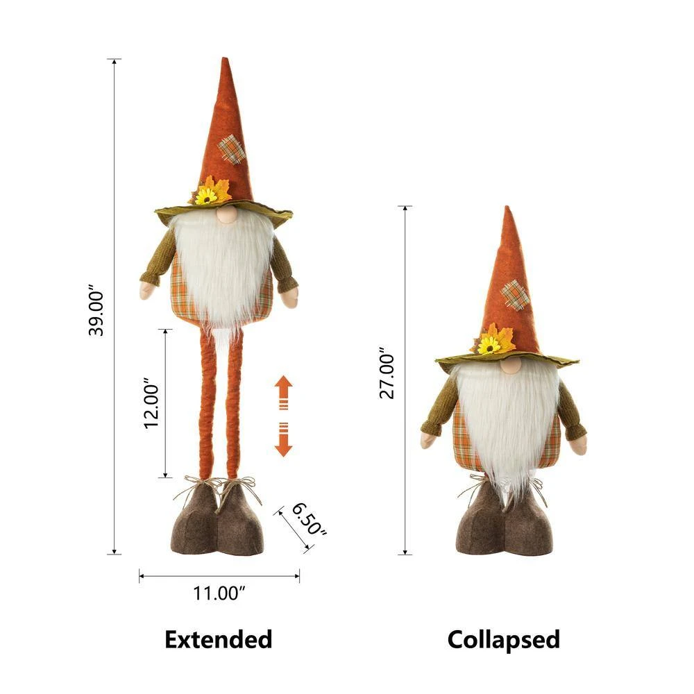 39 In. H Telescoped Fabric Fall Gnome Standing Decor 5 39 In. H Telescoped Fabric Fall Gnome Standing Decor - Image 5