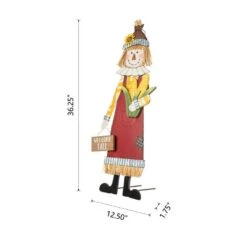 37.25 In. H Metal Scarecrow Yard Stake/Standing/Hanging Sign (Three Function) -The Home Depot Shop glitzhome outdoor fall decorations 2030000004 c3 1000