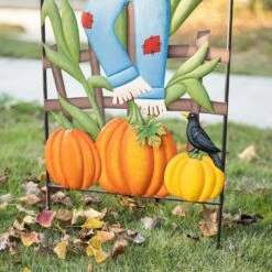 41.75 In. Fall Metal Arch Scarecrow Yard Stake -The Home Depot Shop glitzhome outdoor fall decorations 2030000005 4f 1000