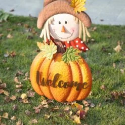 46 In. H Fall Metal Stacked Scarecrow And Pumpkin Yard Stake 13 46 In. H Fall Metal Stacked Scarecrow And Pumpkin Yard Stake -The Home Depot Shop glitzhome outdoor fall decorations 2030000006 1d 1000