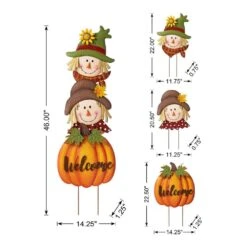 46 In. H Fall Metal Stacked Scarecrow And Pumpkin Yard Stake 17 46 In. H Fall Metal Stacked Scarecrow And Pumpkin Yard Stake -The Home Depot Shop glitzhome outdoor fall decorations 2030000006 1f 1000