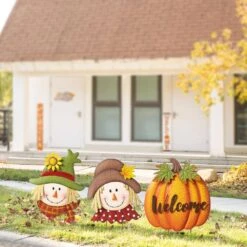 46 In. H Fall Metal Stacked Scarecrow And Pumpkin Yard Stake 21 46 In. H Fall Metal Stacked Scarecrow And Pumpkin Yard Stake -The Home Depot Shop glitzhome outdoor fall decorations 2030000006 31 1000