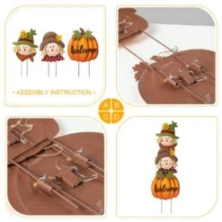 46 In. H Fall Metal Stacked Scarecrow And Pumpkin Yard Stake 19 46 In. H Fall Metal Stacked Scarecrow And Pumpkin Yard Stake -The Home Depot Shop glitzhome outdoor fall decorations 2030000006 fa 1000