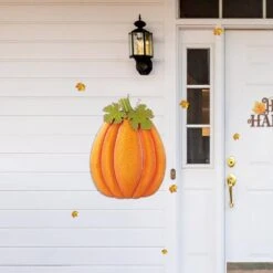 37.75 In. H Fall Metal Embossed Glitter Pumpkin Yard Stake -The Home Depot Shop glitzhome outdoor fall decorations 2030000009 77 1000