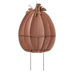 37.75 In. H Fall Metal Embossed Glitter Pumpkin Yard Stake -The Home Depot Shop glitzhome outdoor fall decorations 2030000009 c3 1000