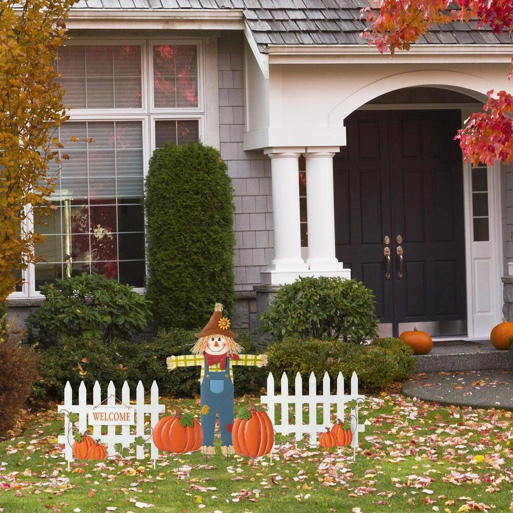 30.75 In. Fall Metal Scarecrow Pumpkin And Fence Yard Stake (Set Of 5) 6 30.75 In. Fall Metal Scarecrow Pumpkin And Fence Yard Stake (Set Of 5) - Image 6
