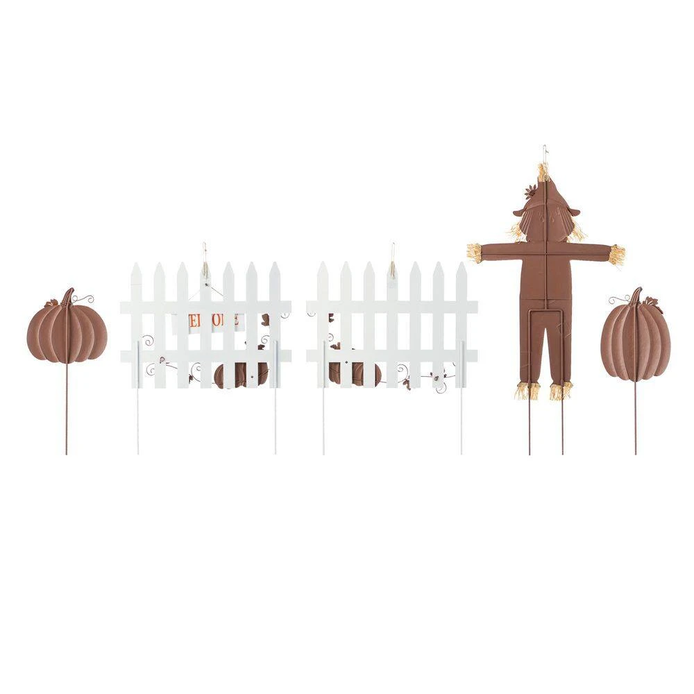 30.75 In. Fall Metal Scarecrow Pumpkin And Fence Yard Stake (Set Of 5) 3 30.75 In. Fall Metal Scarecrow Pumpkin And Fence Yard Stake (Set Of 5) - Image 3