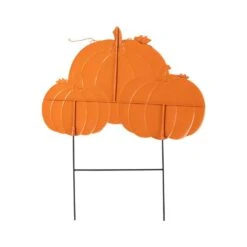 28 In. Fall Metal Stacked Pumpkin Yard Stake -The Home Depot Shop glitzhome outdoor fall decorations 2030000013 66 1000
