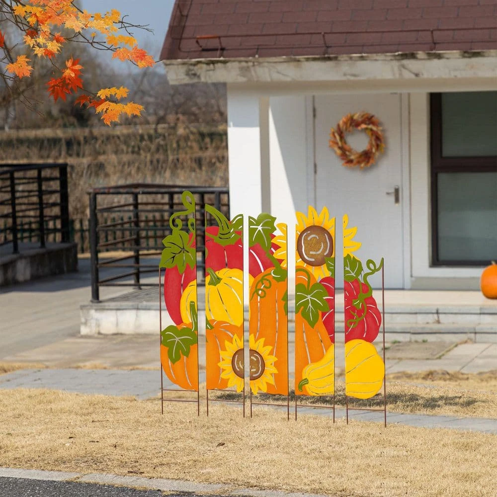 41.75 In. Fall Metal Pumpkin Patch Combo Yard Stake 7 41.75 In. Fall Metal Pumpkin Patch Combo Yard Stake - Image 7