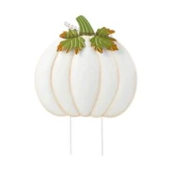 39.5 In. Fall Oversized Metal Ivory Pumpkin Yard Stake Or Wall Decor Or Standing Decor
