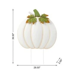 39.5 In. Fall Oversized Metal Ivory Pumpkin Yard Stake Or Wall Decor Or Standing Decor -The Home Depot Shop glitzhome outdoor fall decorations 2030000015 c3 1000