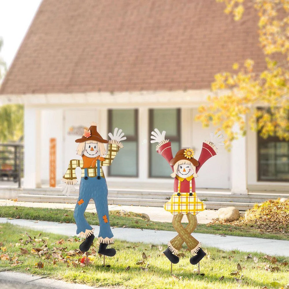 36 In. Fall Metal Scarecrow Yard Stake (Set Of 2) 8 36 In. Fall Metal Scarecrow Yard Stake (Set Of 2) - Image 8