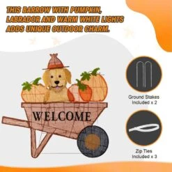 36.25 In. Lighted Fall Pumpkin Wheel Barrow With Labrador Outdoor Decor With 130 Warm White LED Lights 14 36.25 In. Lighted Fall Pumpkin Wheel Barrow With Labrador Outdoor Decor With 130 Warm White LED Lights -The Home Depot Shop glitzhome outdoor fall decorations 2042700002 4f 1000