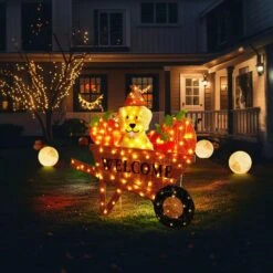 36.25 In. Lighted Fall Pumpkin Wheel Barrow With Labrador Outdoor Decor With 130 Warm White LED Lights 18 36.25 In. Lighted Fall Pumpkin Wheel Barrow With Labrador Outdoor Decor With 130 Warm White LED Lights -The Home Depot Shop glitzhome outdoor fall decorations 2042700002 76 1000