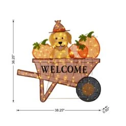 36.25 In. Lighted Fall Pumpkin Wheel Barrow With Labrador Outdoor Decor With 130 Warm White LED Lights 13 36.25 In. Lighted Fall Pumpkin Wheel Barrow With Labrador Outdoor Decor With 130 Warm White LED Lights -The Home Depot Shop glitzhome outdoor fall decorations 2042700002 c3 1000