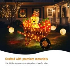 36.25 In. Lighted Fall Pumpkin Wheel Barrow With Labrador Outdoor Decor With 130 Warm White LED Lights 17 36.25 In. Lighted Fall Pumpkin Wheel Barrow With Labrador Outdoor Decor With 130 Warm White LED Lights -The Home Depot Shop glitzhome outdoor fall decorations 2042700002 fa 1000