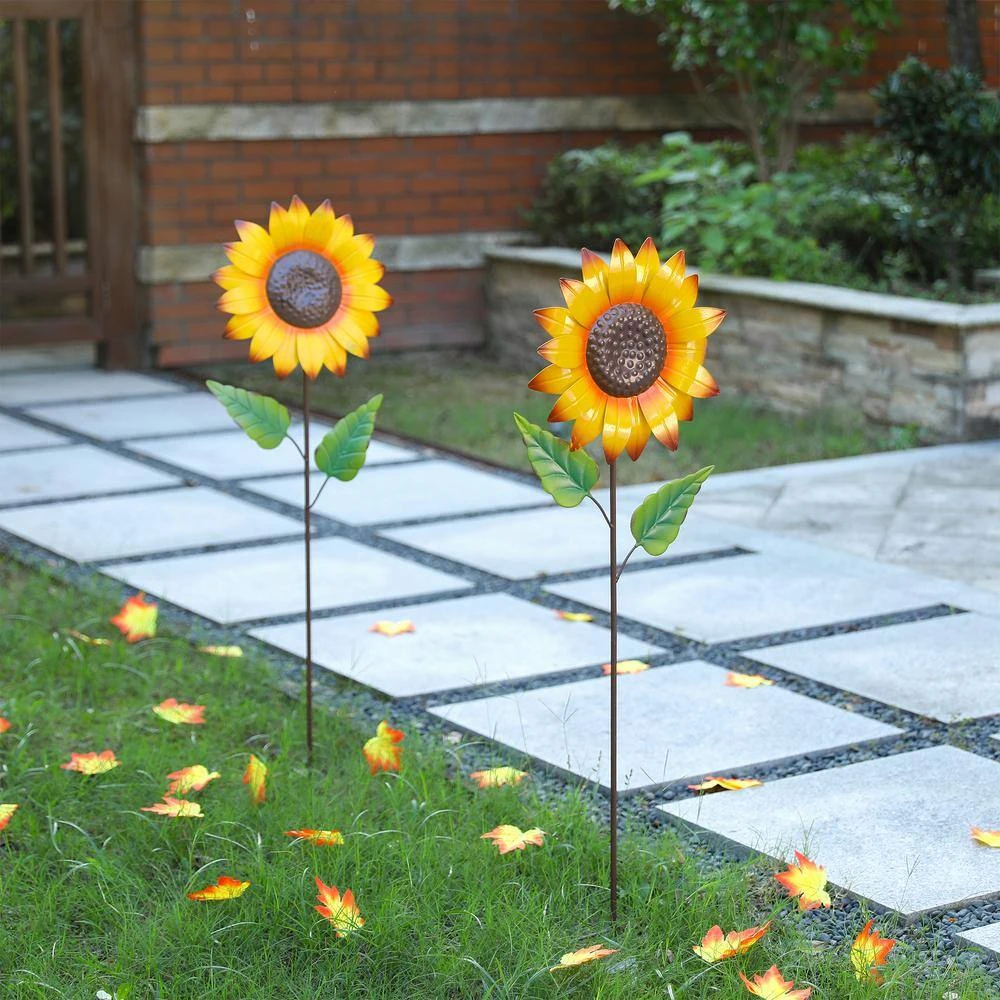 42 In. H Fall Metal Sunflower Yard Stake (2-Pack) 4 42 In. H Fall Metal Sunflower Yard Stake (2-Pack) - Image 4