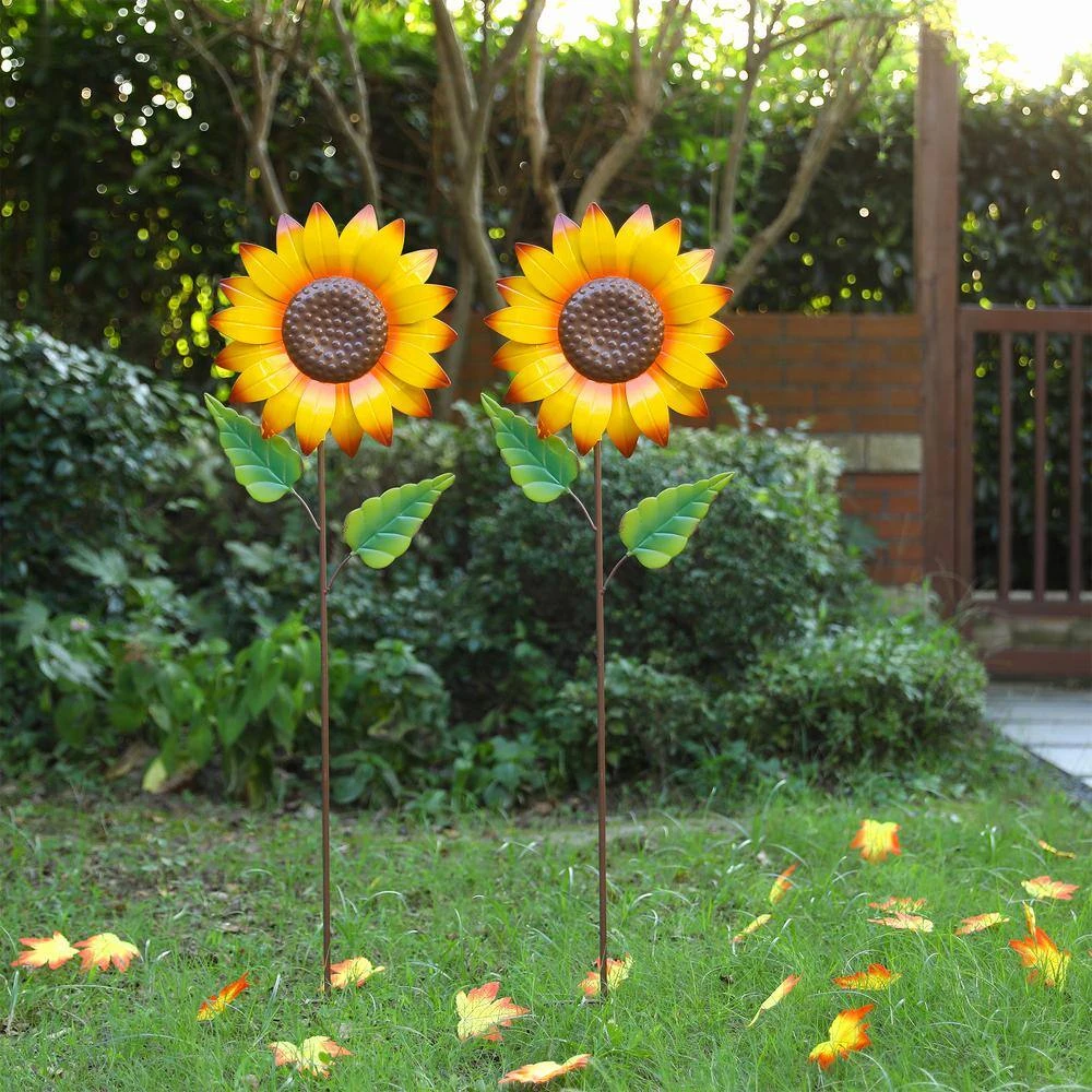42 In. H Fall Metal Sunflower Yard Stake (2-Pack) 2 42 In. H Fall Metal Sunflower Yard Stake (2-Pack) - Image 2