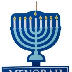 42 In. H Wooden HANUKKAH Yardstke With Light -The Home Depot Shop glitzhome outdoor hanukkah decorations 2010100034 44 1000