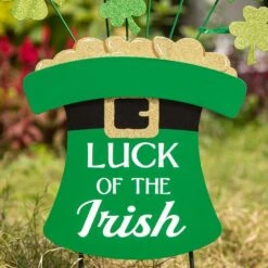 31.5 In. H Wooden St. Patrick's Leprechaun Belt Yard Stake Or Wall Decor 13 31.5 In. H Wooden St. Patrick's Leprechaun Belt Yard Stake Or Wall Decor -The Home Depot Shop glitzhome seasonal decorations 2003900017 1f 1000