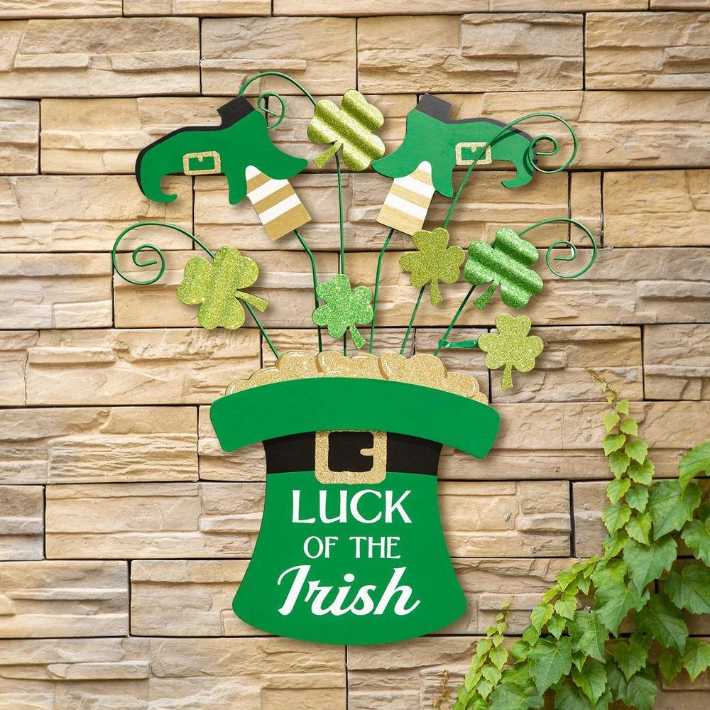31.5 In. H Wooden St. Patrick's Leprechaun Belt Yard Stake Or Wall Decor 2 31.5 In. H Wooden St. Patrick's Leprechaun Belt Yard Stake Or Wall Decor - Image 2