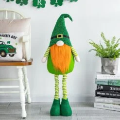 40 In. H Telescoped Fabric St. Patrick's Gnome Standing Decor