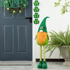 40 In. H Telescoped Fabric St. Patrick's Gnome Standing Decor -The Home Depot Shop glitzhome seasonal decorations 2003900020 77 1000