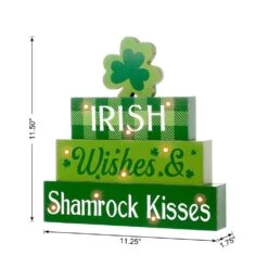 11.5 In. H Lighted St. Patrick's Wooden Block Table Sign -The Home Depot Shop glitzhome seasonal decorations 2004000013 c3 1000