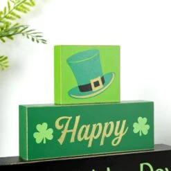 7.5 In. H St. Patrick's Wooden Block Table Sign -The Home Depot Shop glitzhome seasonal decorations 2004000014 4f 1000