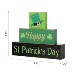 7.5 In. H St. Patrick's Wooden Block Table Sign -The Home Depot Shop glitzhome seasonal decorations 2004000014 c3 1000