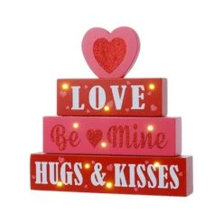 11.25 In. H Lighted Valentine's Wooden Block Table Sign
