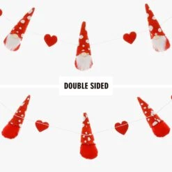 72 In. H Fabric Valentine's Gnome And Heart Garland -The Home Depot Shop glitzhome seasonal decorations 2005000061 1f 1000