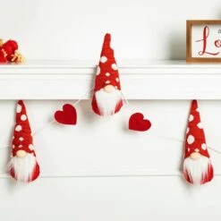 72 In. H Fabric Valentine's Gnome And Heart Garland -The Home Depot Shop glitzhome seasonal decorations 2005000061 4f 1000