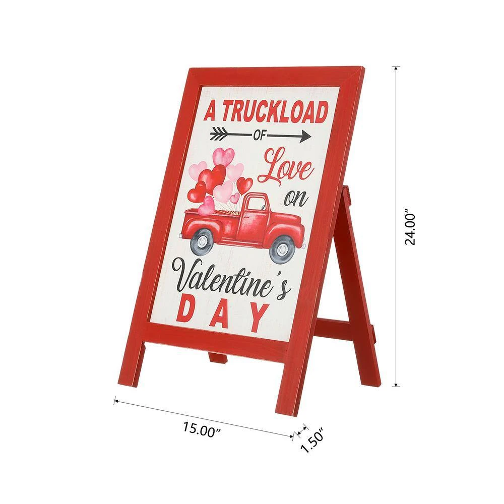 24 In. H Valentine's Wooden Truck Porch Sign/Standing Decor 5 24 In. H Valentine's Wooden Truck Porch Sign/Standing Decor - Image 5