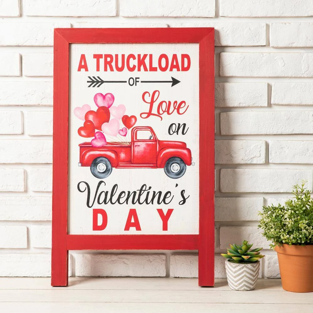 24 In. H Valentine's Wooden Truck Porch Sign/Standing Decor 3 24 In. H Valentine's Wooden Truck Porch Sign/Standing Decor - Image 3