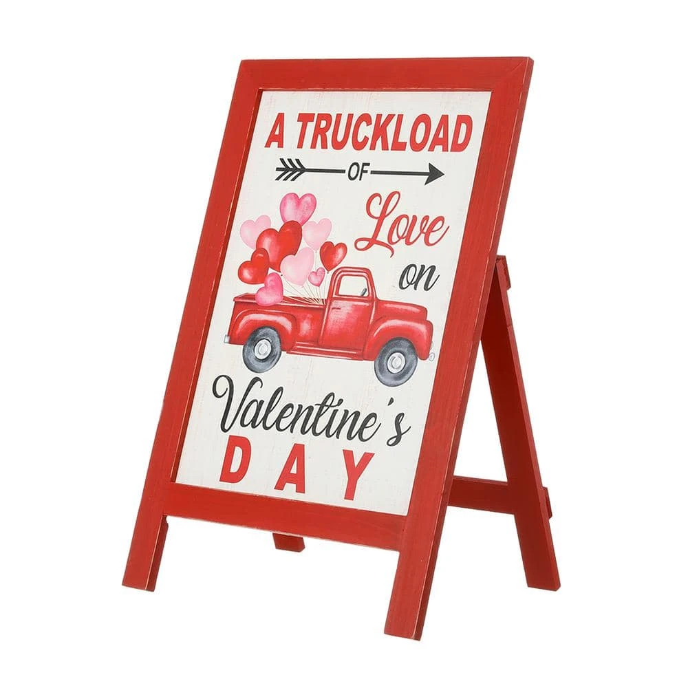24 In. H Valentine's Wooden Truck Porch Sign/Standing Decor 1 24 In. H Valentine's Wooden Truck Porch Sign/Standing Decor