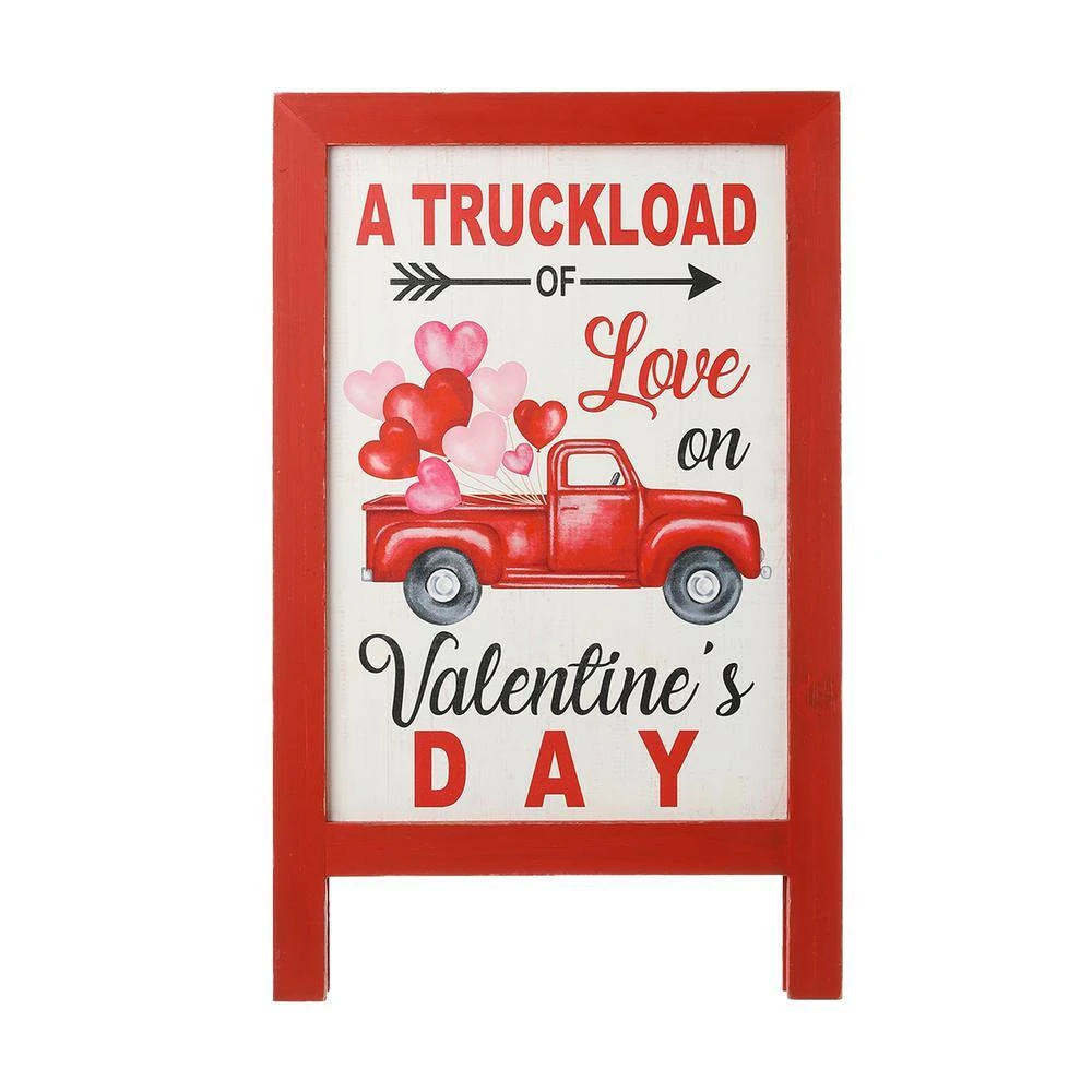 24 In. H Valentine's Wooden Truck Porch Sign/Standing Decor 2 24 In. H Valentine's Wooden Truck Porch Sign/Standing Decor - Image 2