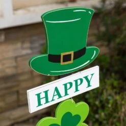 42 In. H Lighted St. Patrick's Wooden Shamrocks Porch Decor -The Home Depot Shop glitzhome seasonal decorations 2015600003 1f 1000