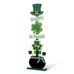 42 In. H Lighted St. Patrick's Wooden Shamrocks Porch Decor -The Home Depot Shop glitzhome seasonal decorations 2015600003 4f 1000