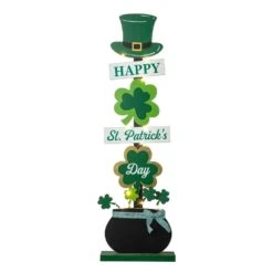 42 In. H Lighted St. Patrick's Wooden Shamrocks Porch Decor