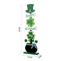 42 In. H Lighted St. Patrick's Wooden Shamrocks Porch Decor -The Home Depot Shop glitzhome seasonal decorations 2015600003 c3 1000