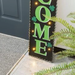 42 In. H Lighted St. Patrick's Wooden WELCOME Porch Sign -The Home Depot Shop glitzhome seasonal decorations 2015600005 44 1000