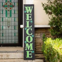 42 In. H Lighted St. Patrick's Wooden WELCOME Porch Sign -The Home Depot Shop glitzhome seasonal decorations 2015600005 77 1000