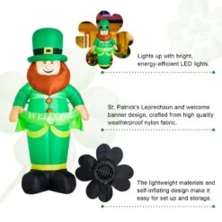 95 In. H Lighted St. Patrick's Inflatable Leprechaun Decor 11 95 In. H Lighted St. Patrick's Inflatable Leprechaun Decor -The Home Depot Shop glitzhome seasonal decorations 2015600006 4f 1000
