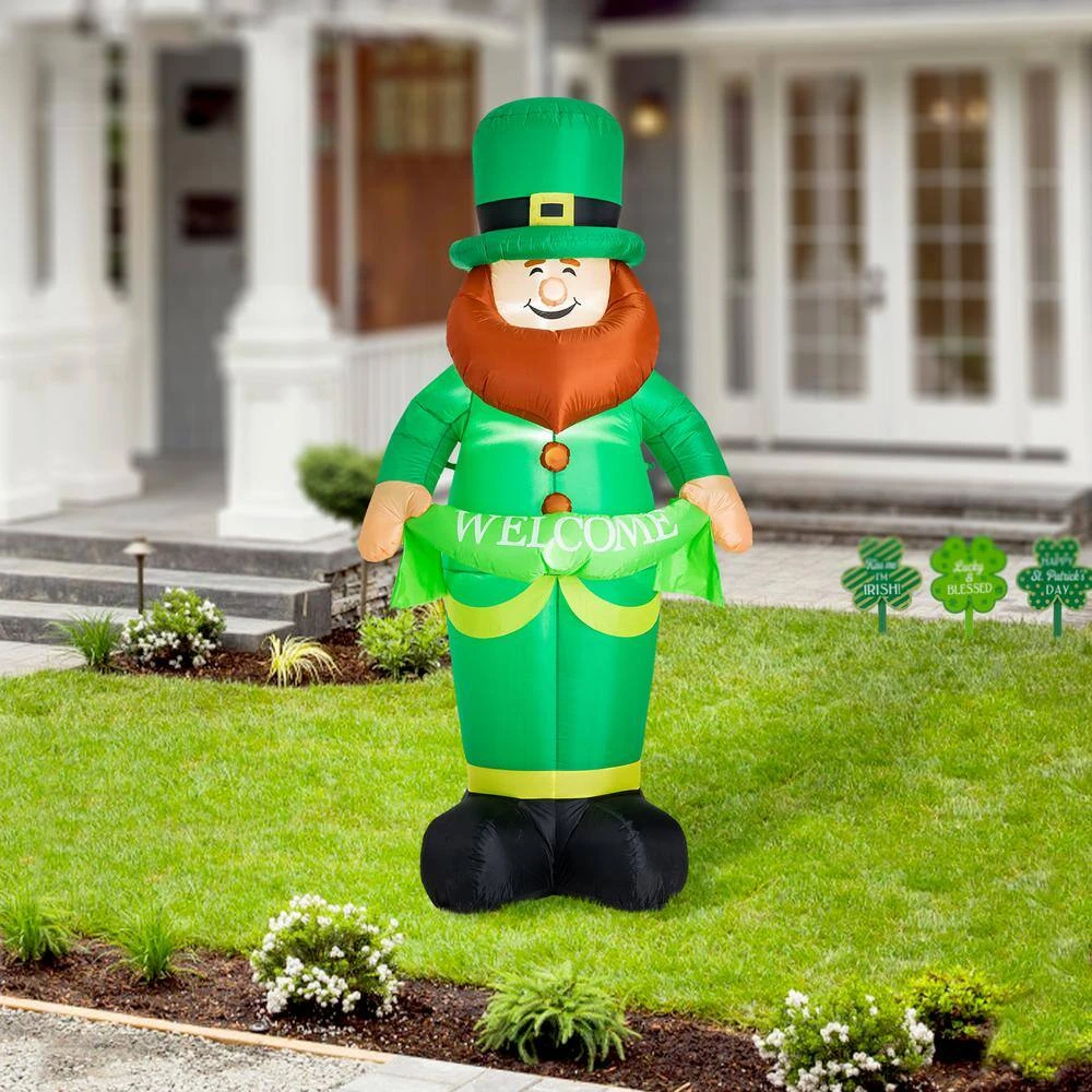 95 In. H Lighted St. Patrick's Inflatable Leprechaun Decor 2 95 In. H Lighted St. Patrick's Inflatable Leprechaun Decor - Image 2